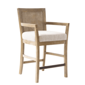 Cane Back Counter Stool (Option: Cream)