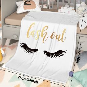 Long Eyelashes Printed Throw Blanket Plush Fluffy Flannel Fleece Blanket Soft Throws For Sofa Couch And Bed 30x40 50x60 60x80 (Option: 75cmx100cm-White)