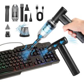 1Set Compressed Air Duster Brushless Motor 250000RPM Stepless Variable Speed 1WmAh Battery Cordless Dust Blower Vacuum Cleaner Portable Jet Dry B (Color: Black)