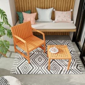 2-Piece Indoo Outdoor Furniture Set 1 Chairs & 1 Coffee Tables Waterproof PP Material - Easy Assembly Patio Conversation Set (Option: Apricot Brown)