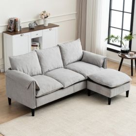 Convertible Combination Sofa Sofa L-Shaped Sofa With Footstools With Storage, Beige Sofa For Living Room  Living Room Bedroom Office Small Space (Option: Grayish)