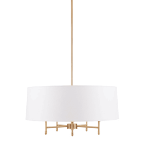 5-Light White Drum Shade Chandelier (Color: Gold)