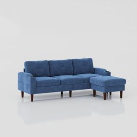 Convertible Combination Sofa Sofa L-Shaped Sofa With Storage Cabinet Footstool, Living Room Navy Blue Sofa, Living Room Bedroom Office Small Spac (Color: Navy Blue)