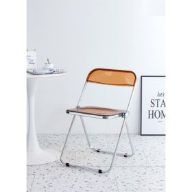 YELLOW Clear Transparent Folding Chair Chair Pc Plastic Living Room Seat (Color: Yellow)