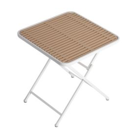 Modern Folding Square Table - Indoor And Outdoor Multi-functional Table - Polypropylene Tabletop With Metal Legs, Suitable For Dining Rooms, Livi (Option: KhakiWhite)